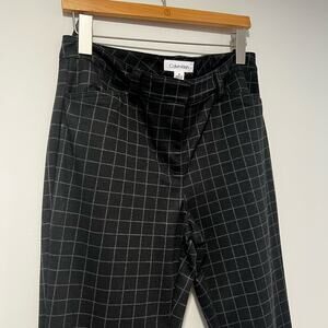 Calvin Klein Windowpane Rayon Blend Business Dress Pants Gray Sz 10
